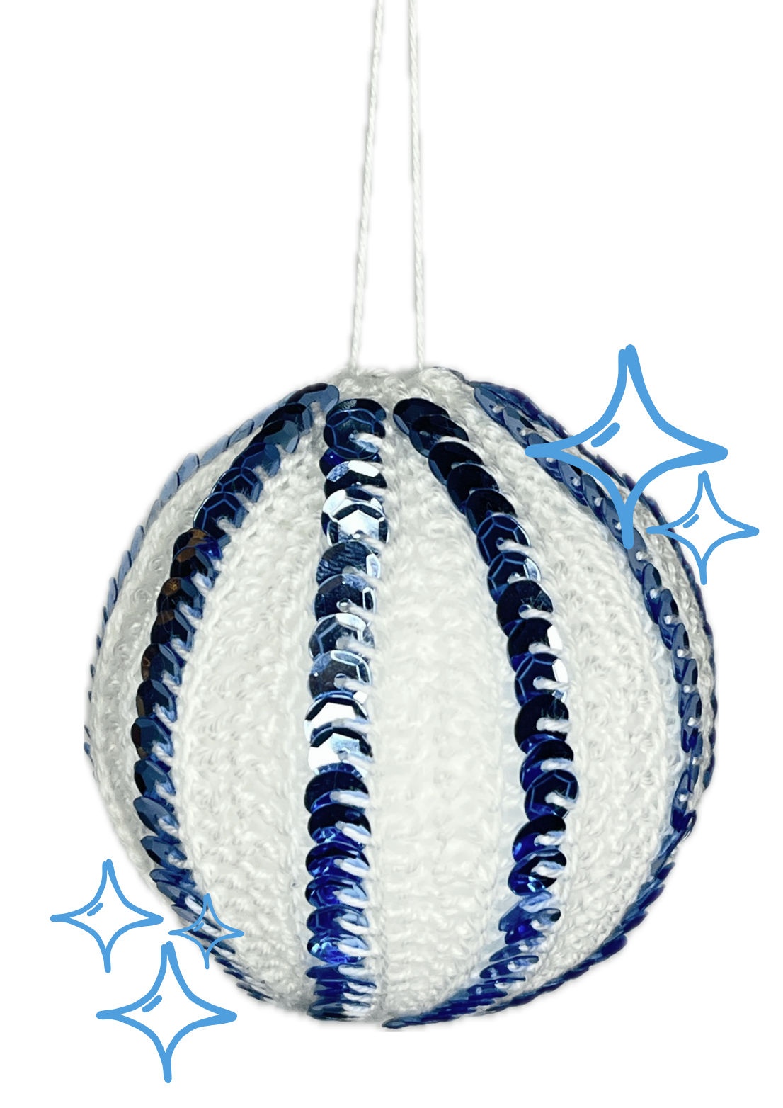 hæklet julekugle med pailletter